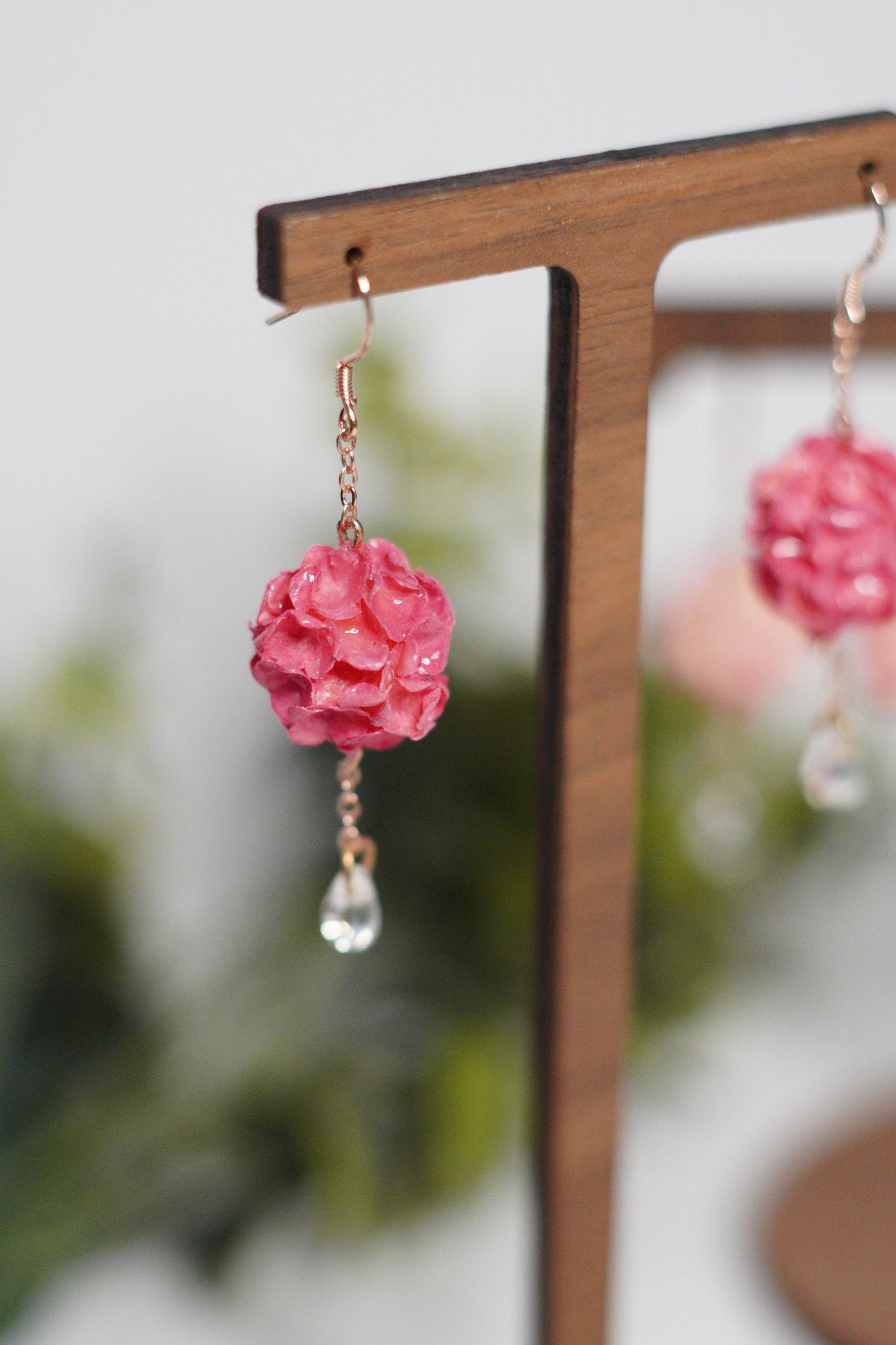 Hand-Painted Hydrangea Ombre Sphere Dangles
