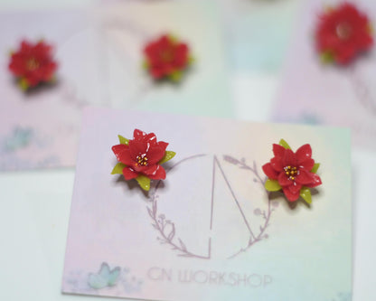 Red Poinsettia Studs