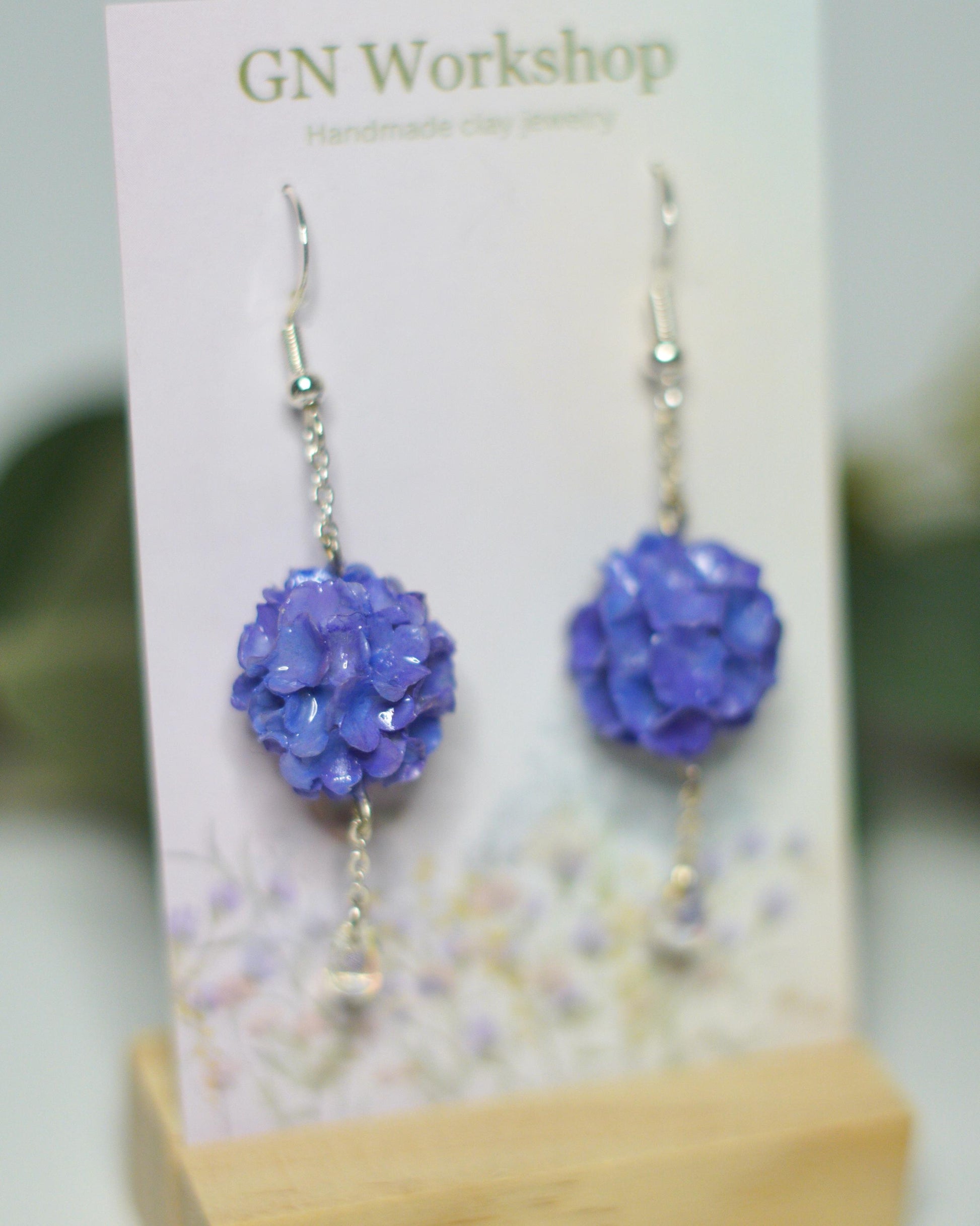 Hand-Painted Hydrangea Ombre Sphere Dangles