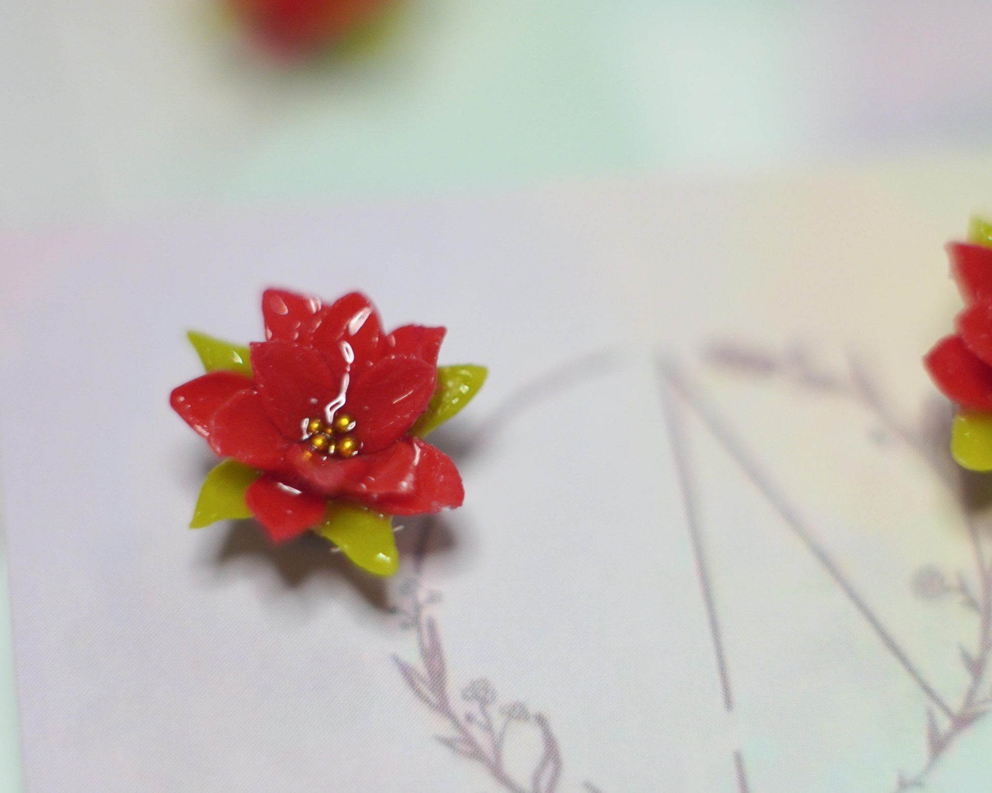 Red Poinsettia Studs