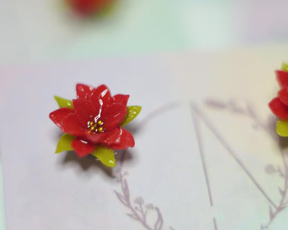 Red Poinsettia Studs